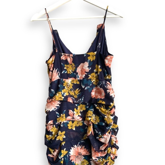 Lulu's Floral Midi Dress in Navy and Pink - Picture 8 of 16